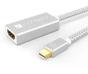 iVANKY Silver Mini DisplayPort to HDMI Adapter 4K@30Hz Thunderbolt 1&2 Compatible Mini DP to HDMI Video Converter for MacBook Air Pro Surface Pro Dock Book Monitors Projectors TVs iVANKY Silver Mini DisplayPort to HDMI Adapter 4K@30Hz Thunderbolt 1&2 Compatible Mini DP to HDMI Video Converter for MacBook Air Pro Surface Pro Dock Book Monitors Projectors TVs