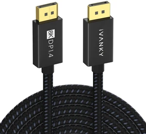 iVANKY 8K DisplayPort 1.4 Cable 15ft, 32.4Gbps DP to DP Cord, 8K@60Hz, 4K@240Hz, 2K@240Hz, HBR3, HDR, HDCP 2.2, for Gaming Monitor, TV, PC, Laptop, Not HDMI iVANKY 8K DisplayPort 1.4 Cable 15ft, 32.4Gbps DP to DP Cord, 8K@60Hz, 4K@240Hz, 2K@240Hz, HBR3, HDR, HDCP 2.2, for Gaming Monitor, TV, PC, Laptop, Not HDMI