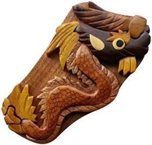 Dragon, Handmade Wooden Puzzle Box with Secret Compartment, All-Natural Intarsia Wood Art