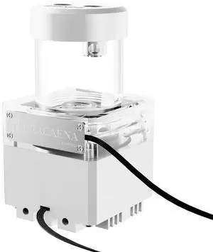 dracaena.io High Flow 650L/H D5 PWM PC Water Pump Combo with Colorful LED Option and 65ml 50mm/1.9in Reservoir - Powerful 7W, 0.7A, White