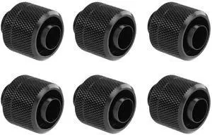 dracaena.io 6 Pack G1/4" Thread to 3/8" ID, 5/8" OD Compression Fitting for Soft Tubing, Soft Tube Connectors for Computer Water Cooling System, Black
