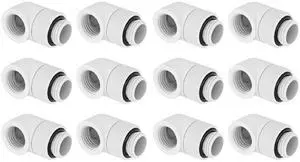dracaena.io 12 pack G1/4" thread Male to Female Extender Fitting, 90° Rotary Fitting Adapter Connector for Computer Water Cooling System, White