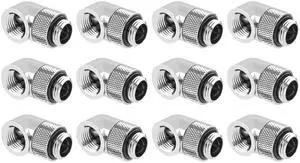 dracaena.io 12 pack G1/4" thread Male to Female Extender Fitting, 90° Rotary Fitting Adapter Connector for Computer Water Cooling System, Silver