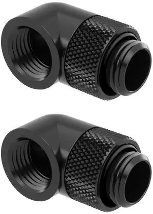 dracaena.io 2 pack G1/4" thread Male to Female Extender Fitting, 90° Rotary Fitting Adapter Connector for Computer Water Cooling System, Black