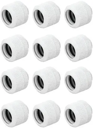 dracaena.io 12 Pack G1/4" Thread to 14mm Outer Diameter, Hard Tubing Compression Fitting with high Body Design for Computer Water Cooling System, White
