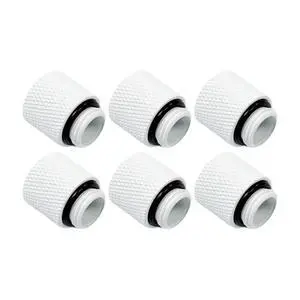 Dracaena.io 6 Pack G1/4" 15mm Height Male to Female Extender Fittings, Brass Compression Fittings with O Rings for PC Liquid Cooling Loop, Water Cooling Tube Connectors, White