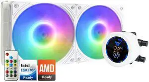 Osprey 240mm AIO CPU Cooler, 240mm Copper Radiator, Leakproof Technology, High Flow Digital Display Pump, RGB Liquid Cooling System for AMD Ryzen/Intel LGA 1700*/1200/115X, White