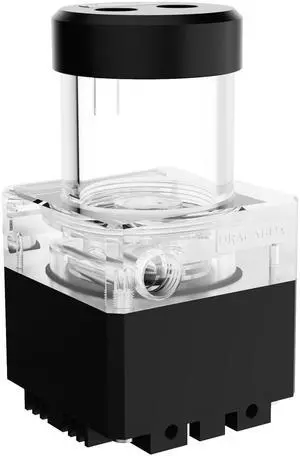 dracaena.io High Flow 650L/H D5 PWM PC Water Pump Combo with Colorful LED Option and 125ml 100mm/3.8in Reservoir - Powerful 12W, 0.7A, Black