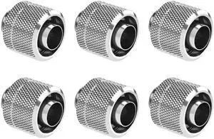 dracaena.io 6 Pack G1/4" Thread to 3/8" ID, 1/2" OD Compression Fitting for Soft Tubing, Soft Tube Connectors for Computer Water Cooling System, Silver