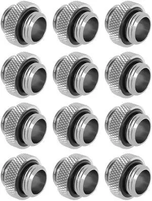 dracaena.io 12 pack G1/4" thread, Male to Male Mini Extender Fitting with tighten O-ring, Compression fitting for Computer Water Cooling System, Silver
