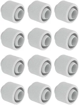 dracaena.io 12 pack G1/4" thread to 3/8" ID, 1/2" OD Compression Fitting for Soft Tubing, Soft Tube Connectors for Computer Water Cooling System, White