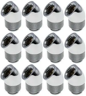 dracaena.io 12 pack G1/4" thread Male to Female Extender Fitting, 45° Rotary Fitting Adapter Connector for Computer Water Cooling System, Silver