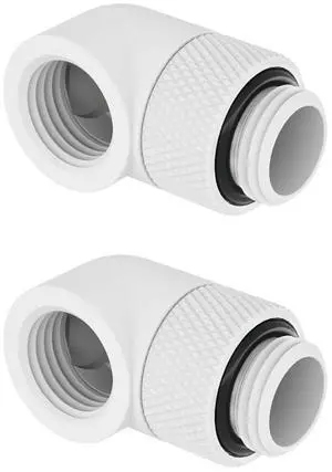 dracaena.io 2 pack G1/4" thread Male to Female Extender Fitting, 90° Rotary Fitting Adapter Connector for Computer Water Cooling System, White