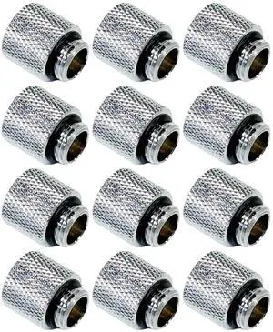 dracaena.io 12 Pack G1/4" 15mm Height Male to Female Extender Fittings, Brass Compression Fittings with O Rings for PC Liquid Cooling Loop, Water Cooling Tube Connectors, Silver