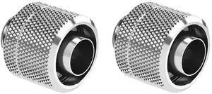 dracaena.io 2 pack G1/4" thread to 3/8" ID, 5/8" OD Compression Fitting for Soft Tubing, Soft Tube Connectors for Computer Water Cooling System, Silver