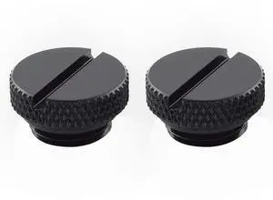 dracaena.io 2 Pack G1/4" Thread, Thin Water Stop Plug Fitting with Coin Slot for Computer Water Cooling System, Durable Brass/Copper Material, Black