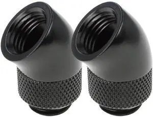 dracaena.io 2 pack G1/4" thread Male to Female Extender Fitting, 45° Rotary Fitting Adapter Connector for Computer Water Cooling System, Black