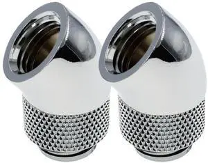 dracaena.io 2 pack G1/4" thread Male to Female Extender Fitting, 45° Rotary Fitting Adapter Connector for Computer Water Cooling System, Silver