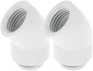 Dracaena.io 2 Pack G1/4" Thread Male to Female Extender Fitting, 45° Rotary Fitting Adapter Connector for Computer Water Cooling System, White