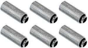 dracaena.io 6 Pack G1/4" 40mm Height Male to Female Extender Fittings, Brass Compression Fittings with O Rings for PC Liquid Cooling Loop, Water Cooling Tube Connectors, Silver