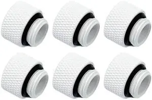 Dracaena.io 6 Pack G1/4" 10mm Height Male to Female Extender Fittings, Brass Compression Fittings with O Rings for PC Liquid Cooling Loop, Water Cooling Tube Connectors, White