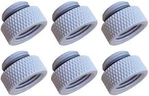 dracaena.io 6 Pack G1/4" 7.5mm Height Male to Female Extender Fittings, Brass Compression Fittings with O Rings for PC Liquid Cooling Loop, Water Cooling Tube Connectors, White