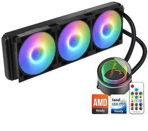 Dracaena.io 360mm AIO CPU Cooler, 360mm Radiator, Leakproof Technology, High Flow Pump, RGB Liquid Cooling System for AMD Ryzen/Intel LGA 1700*/1200/115X, Black