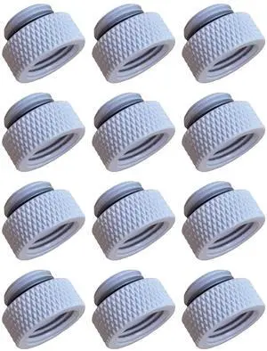 Dracaena.io 12 Pack G1/4" 7.5mm Height Male to Female Extender Fittings, Brass Compression Fittings with O Rings for PC Liquid Cooling Loop, Water Cooling Tube Connectors, White