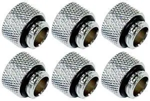 Dracaena.io 6 Pack G1/4" 10mm Height Male to Female Extender Fittings, Brass Compression Fittings with O Rings for PC Liquid Cooling Loop, Water Cooling Tube Connectors, Silver