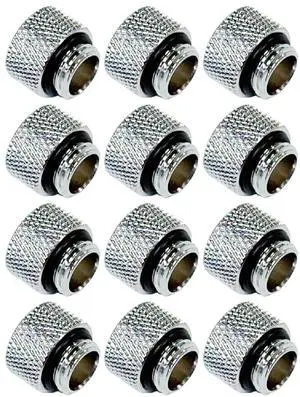 Dracaena.io 12 Pack G1/4" 10mm Height Male to Female Extender Fittings, Brass Compression Fittings with O Rings for PC Liquid Cooling Loop, Water Cooling Tube Connectors, Silver