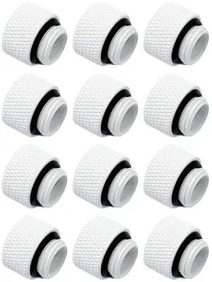 Dracaena.io 12 Pack G1/4" 10mm Height Male to Female Extender Fittings, Brass Compression Fittings with O Rings for PC Liquid Cooling Loop, Water Cooling Tube Connectors, White