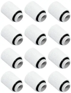 Dracaena.io 12 Pack G1/4" 20mm Height Male to Female Extender Fittings, Brass Compression Fittings with O Rings for PC Liquid Cooling Loop, Water Cooling Tube Connectors, White