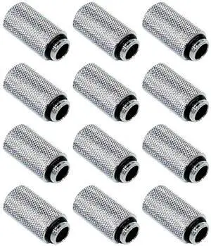 Dracaena.io 12 Pack G1/4" 30mm Height Male to Female Extender Fittings, Brass Compression Fittings with O Rings for PC Liquid Cooling Loop, Water Cooling Tube Connectors, Silver