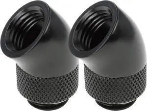 dracaena.io 2 pack G1/4" thread Male to Female Extender Fitting, 45° Rotary Fitting Adapter Connector for Computer Water Cooling System, Black