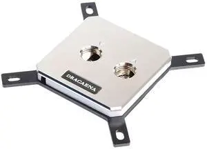 Dracaena.io Intel CPU Water Block, 63x63mm Full Metal Water Cooler with RGB Lighting, Copper/Aluminum/Acrylic, G1/4 Threads, 0.4mm Microfin, for Intel 1200 / 115X