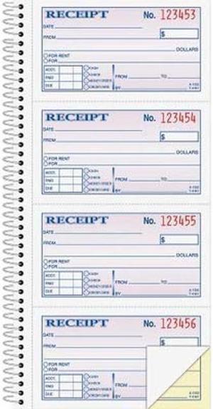 Blue Summit Supplies Triplicate Receipt Book 100 per Book 500 Total 5 Pack 3 Part Carbonless Payment Receipt Books for Money Rent or Cash with