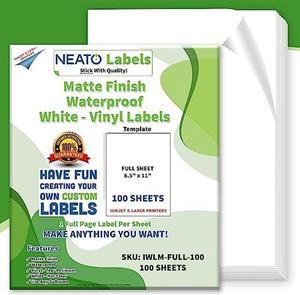 Printable Vinyl Sticker Paper (8.5 x 11) - 25 Super Glossy Waterproof  Labels for Inkjet and Laser Printers - Premium White Full Sheets - Strong