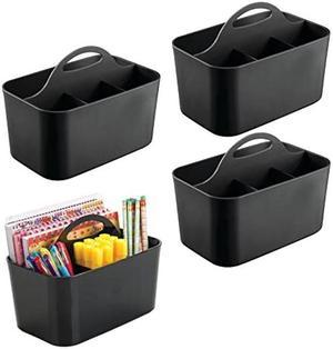 mDesign Tall Plastic Office Storage Bin with Handles - Organizer Bins for  Cabinets, Drawers, Desks, Workspace - Containers and Baskets for Pens,  Pencils, Highlighters and Notebooks - 4 Pack - White 