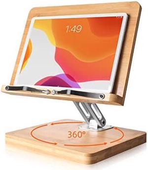 wishacc Book Stand Height Adjustable - Upright Bamboo Book Stand & Holder  for Reading Hands Free, Desktop Adjustable Reading Height and Angle Book  Rest with Page Clips