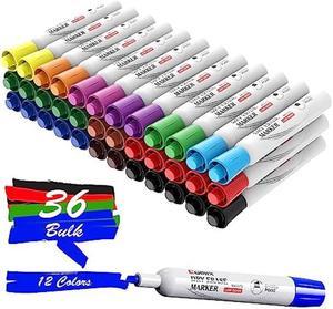 Arteza Dry Erase Markers Fine Tip, Bulk Pack of 36 Low Odor Dry Erase Pens  in 12 Assorted Colors, Homeschool Supplies Whiteboard Markers, Office and