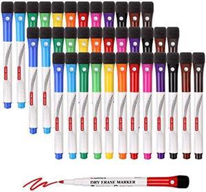 Arteza Magnetic Dry Erase Markers with Eraser, Pack of 24 (with Fine Tip), 12 Assorted Colors