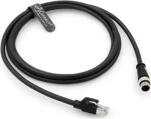 AConnect 4Pin-RJ45-Ethernet-Industrial-Cat5e-Cable D-Code M12 4 Pin Male to RJ45 Male Cat5e High Flex Ethernet Shielded Cable Industrial Field-wireable Machinery Sensor Camera 6.6Ft/2M