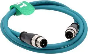 HangTon Sensor Ethernet Network Cable for Keyence Reader Sick Profinet EtherCat Automation, M12 D-Coded 4 Pin to 4 Pin CAT5e Flexible Shield Waterproof 2M