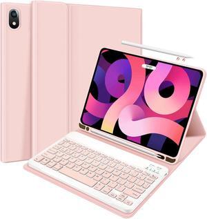 ABEIFAN iPad Air 5th Generation 2022 Keyboard Case with Pencil Holder, ipad air 4 10.9 inch 2020 Case with Keyboard - Auto Wake/Sleep Pink