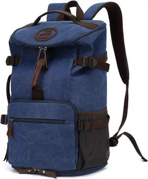 Gym Duffle Bag Backpack 4-Way Vintage canvas with Shoes Compartment for travel Sport Hiking laptop (Vintage blue) X-Large