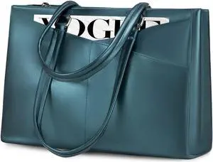 LOVEVOOK Laptop Bag for Women 15.6 Inch Tote Bags Waterproof Leather Briefcase Computer Women Business Office Work Bag,Pearl Green