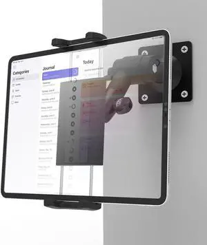 LYFICCS Drill Base Wall Tablet Mount, [Adjustable Metal Arm] Aluminum Alloy Wall iPad Holder Compatible with iPad Pro Air Mini iPhone 15/14/ 13/12 Max Pro and More 4"-12.9" Tablet or Phone