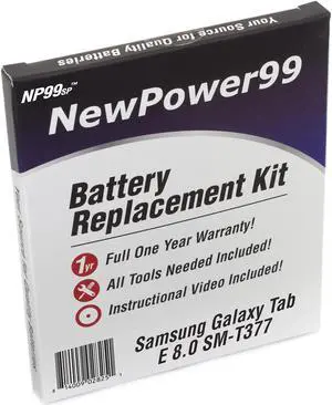NP99sp Battery Kit for Samsung Galaxy Tab E 8.0 SM-T377 with Tools, Video Instructions and Battery from NewPower99