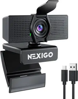 NexiGo N60 Pro (Gen 2) 1080P Webcam with Distortion-Free Lens, USB A to Type-C Data Cable, Noise Reduction Mic & Privacy Cover, for Zoom/Skype/Teams/Webex, Laptop MAC PC Desktop