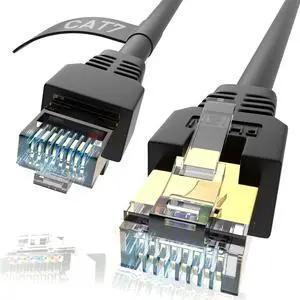 Cat 7 Ethernet Cable 100 ft, Long Ethernet Cable 200Ft 300Ft 400Ft For Outdoor&Indoor, Buried-able Cat7 Ethernet Cable With 10 Gigabit 600MHz (SFTP) with OFC, for Router, Modem, PC, Gaming, PS5, Xbox